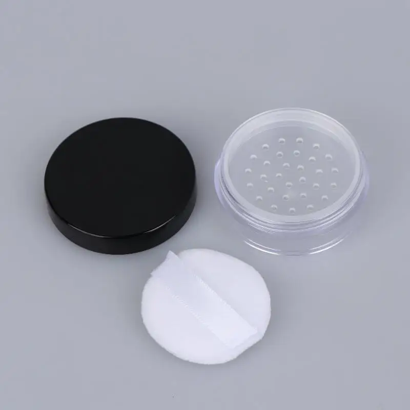 (❤️)1Pcs Empty Loose Powder Pot With Sieve And Powder Puff Portable 5g Plastic Powder Box Travel Makeup Jar Sifter Container