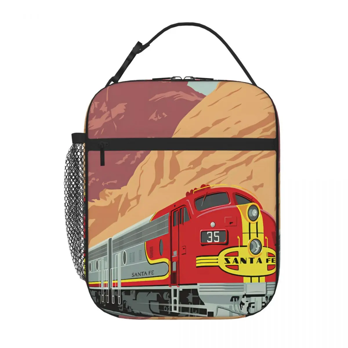 Bestselling Vintage Travel By Rail Poster Jim Zahniser Casual Lunch Box Bag Office Lunch Durable Lunch Bag