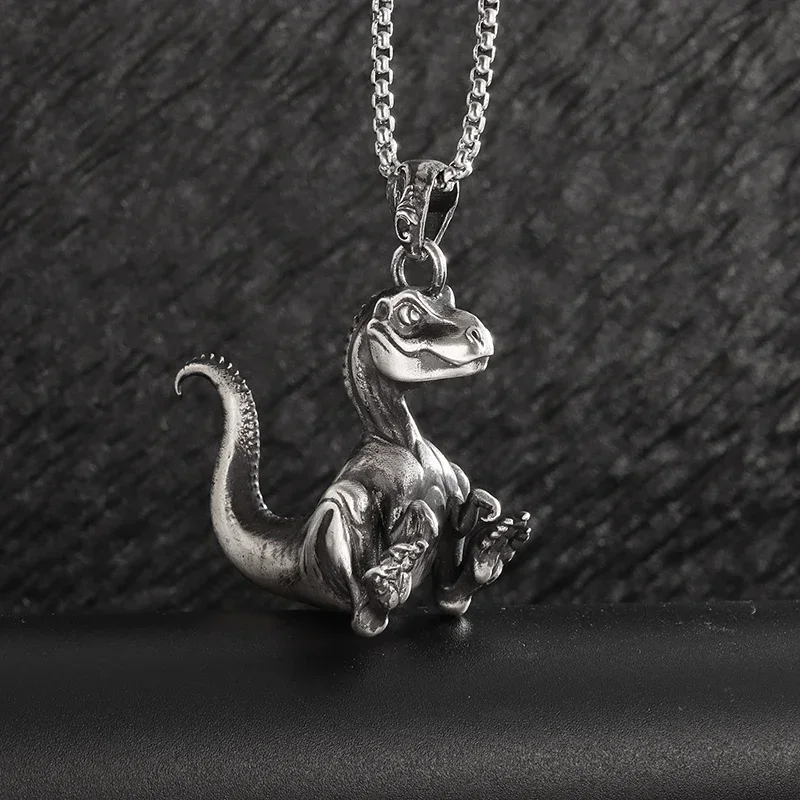 Retro Prehistoric Dinosaur Classic Cool Pendant Necklace Men's Fashion Personality Punk Gift Sweater Chain Jewelry