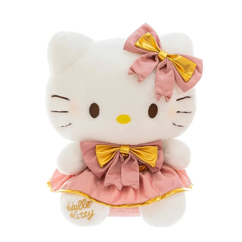 Sanrio Kawaii Pink Hello Kitty Peluche Bambola di pezza con abito a fiori per bambini Regalo di compleanno Perfetto per i premi della macchina ad artiglio