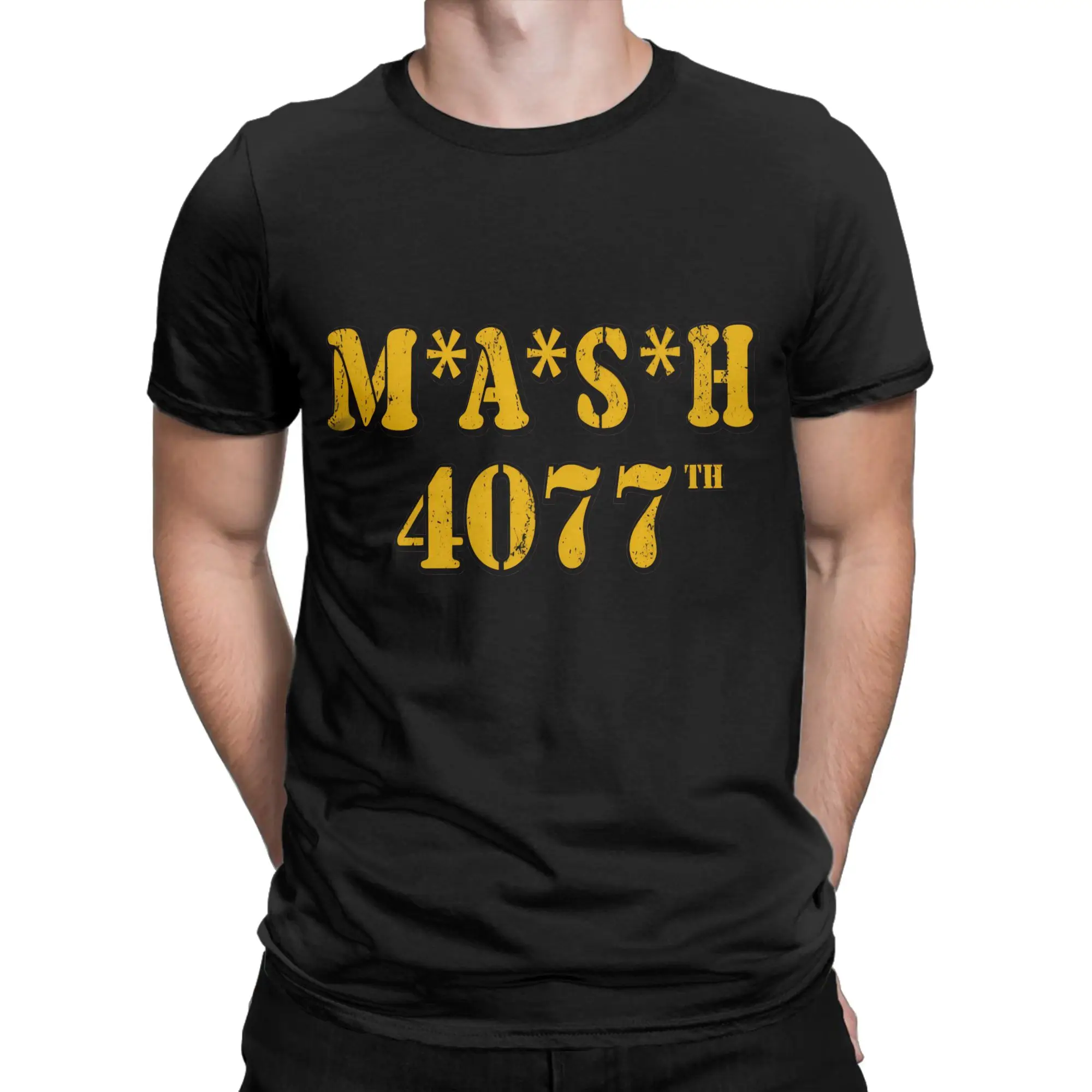 Men's MASH 4077  T Shirts  100% Cotton Clothes Funny Short Sleeve O Neck Tee Shirt New Arrival T-Shirt
