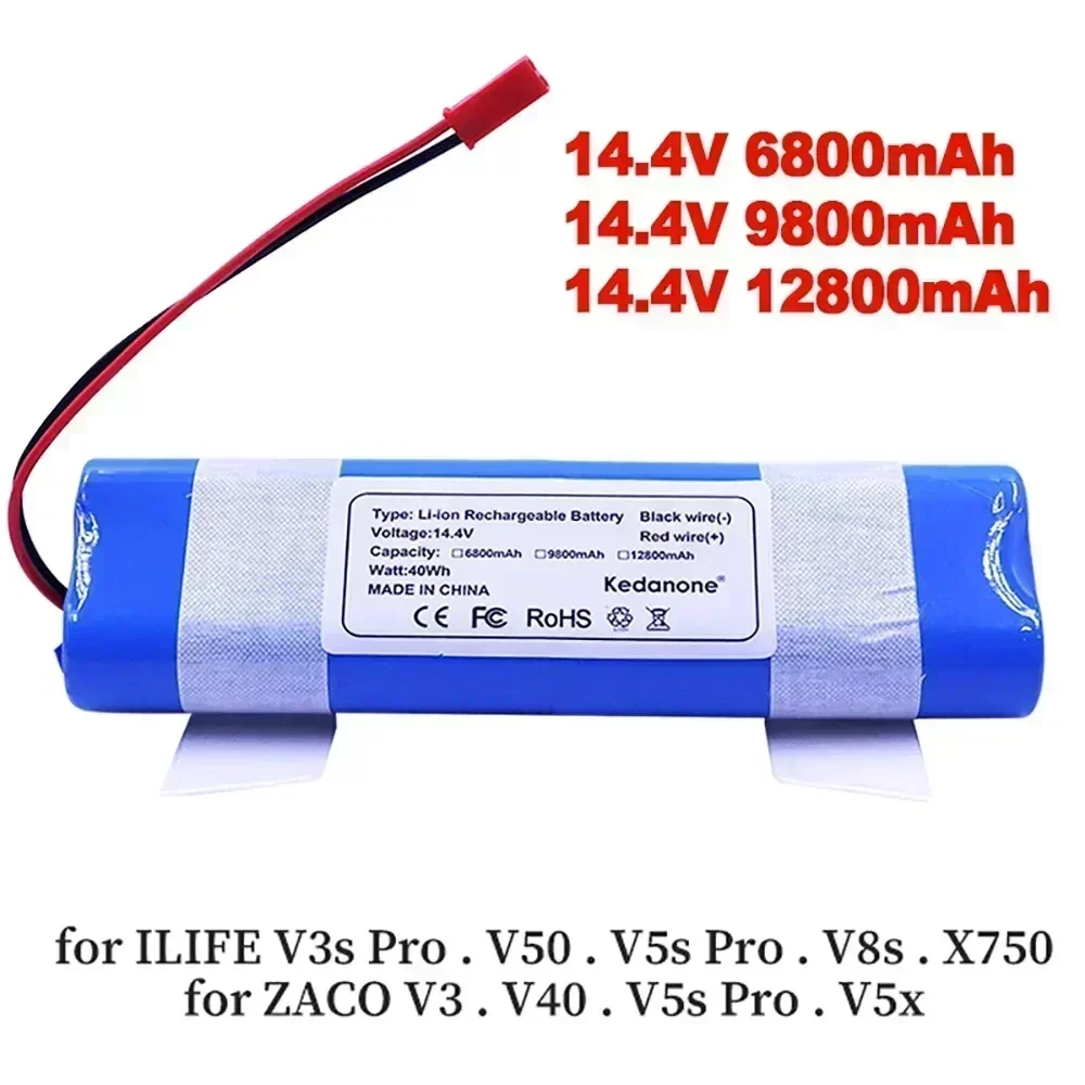 Upgrade 14.8V 12800mAh Lithium Battery for ILIFE V5 V5s V50 V3 plus v3s pro Robot Vacuum Cleaner ILIFE v5s pro battery