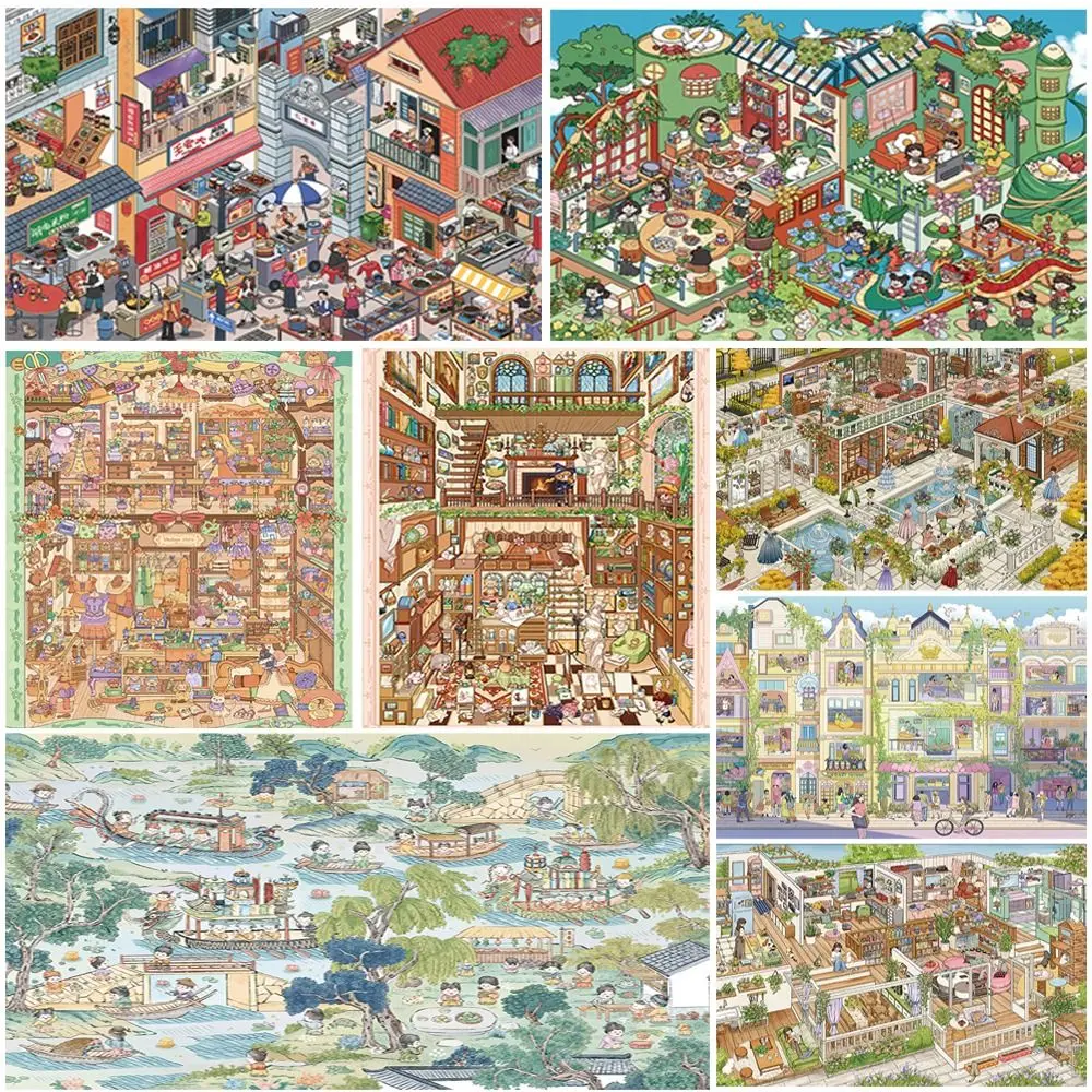 DIY Oil Painting Street Scene Sticker Waterproof Self Adhesive Miniature Scene Sticker Set Large Size 3D Street View Stickers