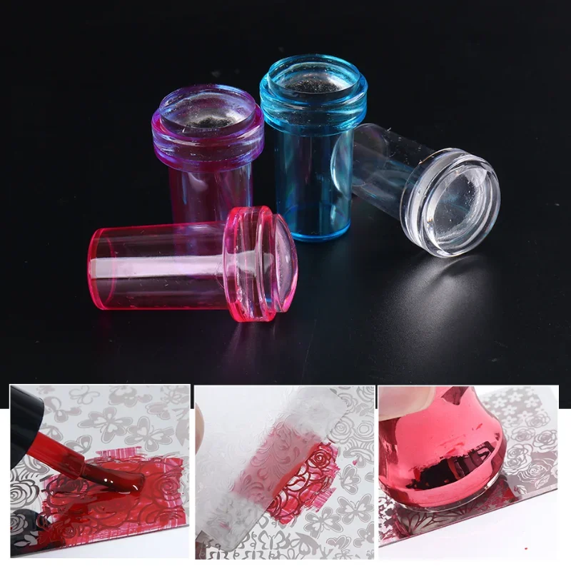 

1pc French Tip Nail Stamper Set - Silicone Gel Polish Stamping Tool Kit with Scraper for DIY Manicure, Jelly Nails Design