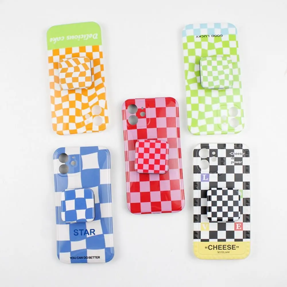 Klappbare Handyhalterung mit Griff, Geschenk für Sie, Accessoires für Damen und Mädchen, Handyständerhalter, karierter Spiegel, Kosmetikspiegel, Make-up-Spiegel