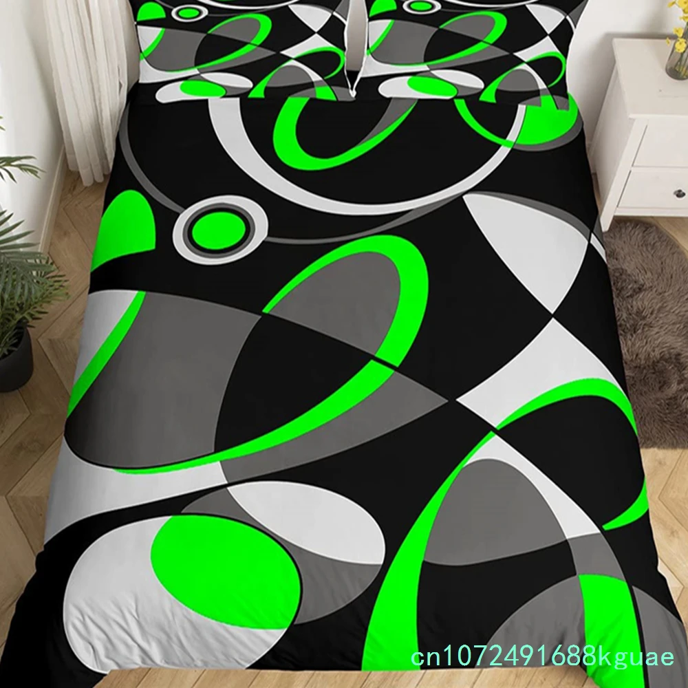 Retro Circle Geometry Duvet Cover Twin King Modern Abstract Art Bedding Set Geometric Swirl Comforter Cover For Kids Boys Girls