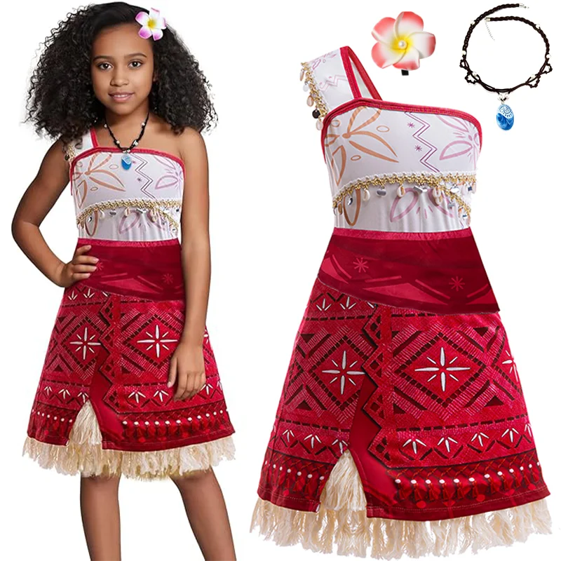 

Костюм для косплея из фильма «Океанское приключение», платье принцессы для девочек с ожерельем, заколка для волос с цветком для детей, платье на Хэллоуин, подарок на день рождения