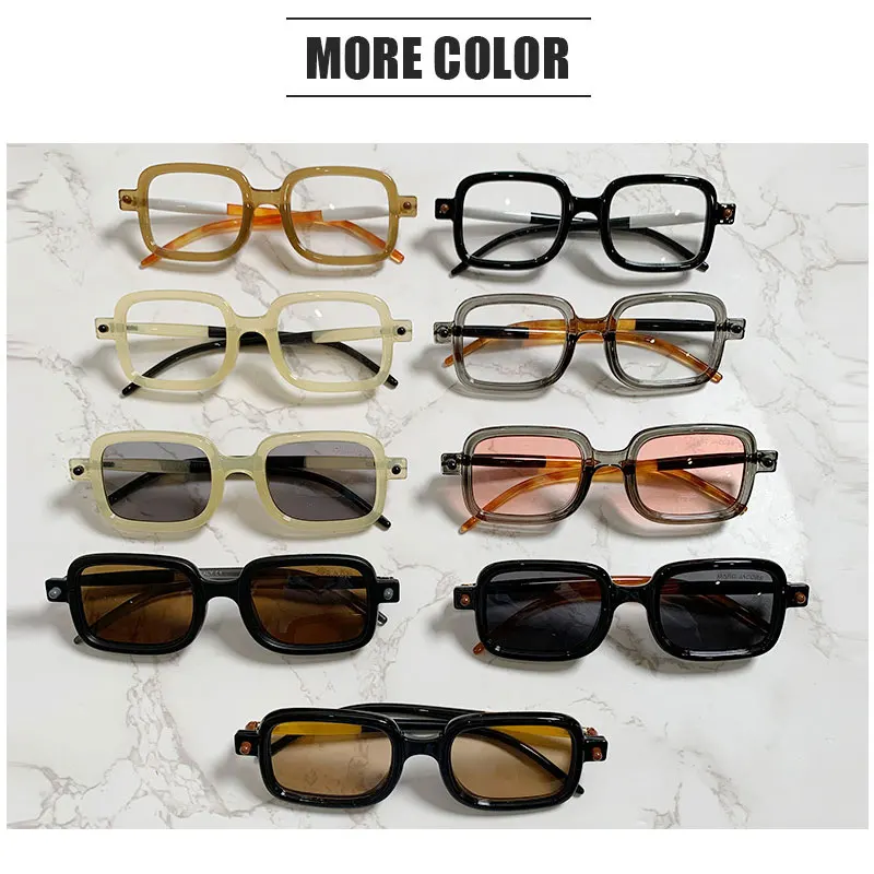 New Fashion Square Sunglasses For Women Men Vintage Brand Designer Punk Sun Glasses Clear Lens Mirror Eyeglasses UV400