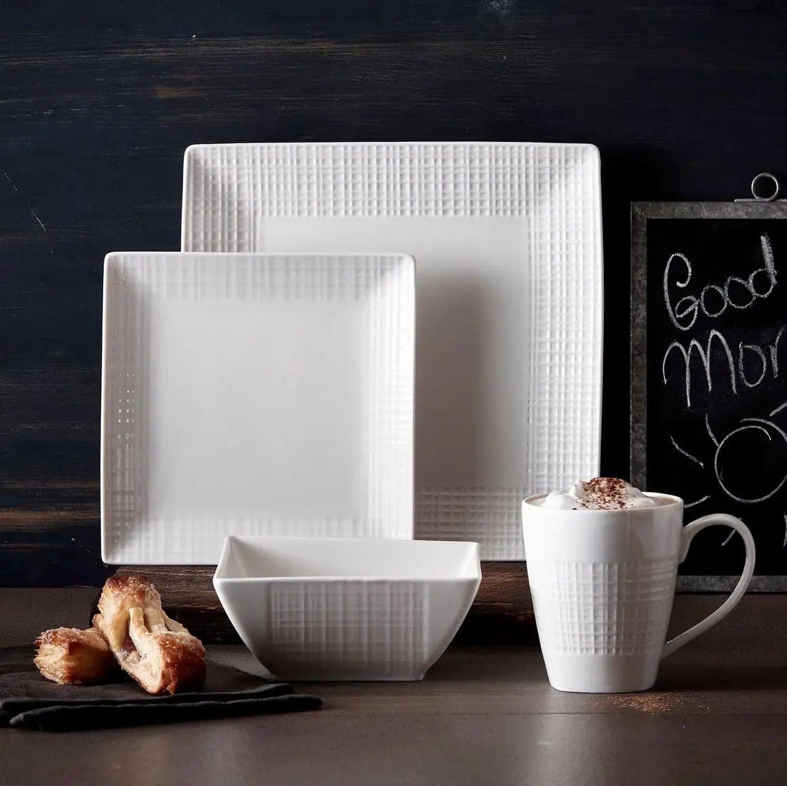 

Наборы DinnerWare, набор столовой посуды из 16 предметов, 4 обеденные тарелки, 4 десертные тарелки, 4 миски, 4 кружки, конструкция из мелкой сетки, сервиз по 4 керамики