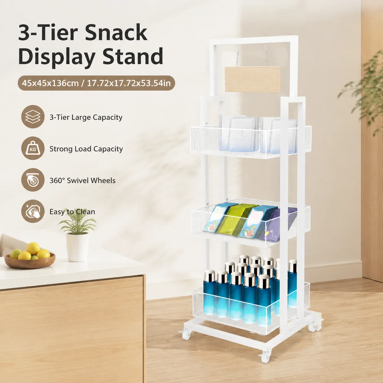 White 3-Tier Retail Display St - Home Office Bookshelves ulasan dan harga