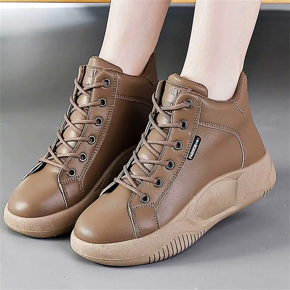 Round Tip Size 40 Beige Woman Boots Shoes Women's Boots Ladies Moccasins Sneakers Sport On Sale Hand Made Shows Loofers