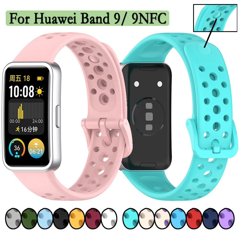 Pasek do Huawei Band 9 /9NFC miękka silikonowa bransoletka sportowa opaska z ukrytą klamrą do Huawei Band 8 /8NFC