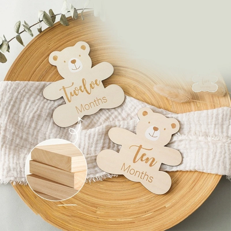 

7PCS Baby Milestones Cards Bear Photo Card Newborn Keepsake Growth Photography Card Infant Shower Souvenir Collection