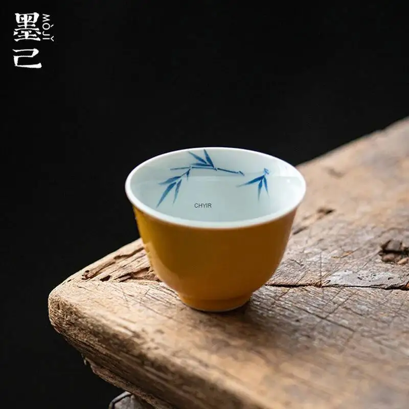 Yellow Tea Cup Inner And Outer Glaze Ceramic Single Cup Drinking Cup Керамическая Чашка