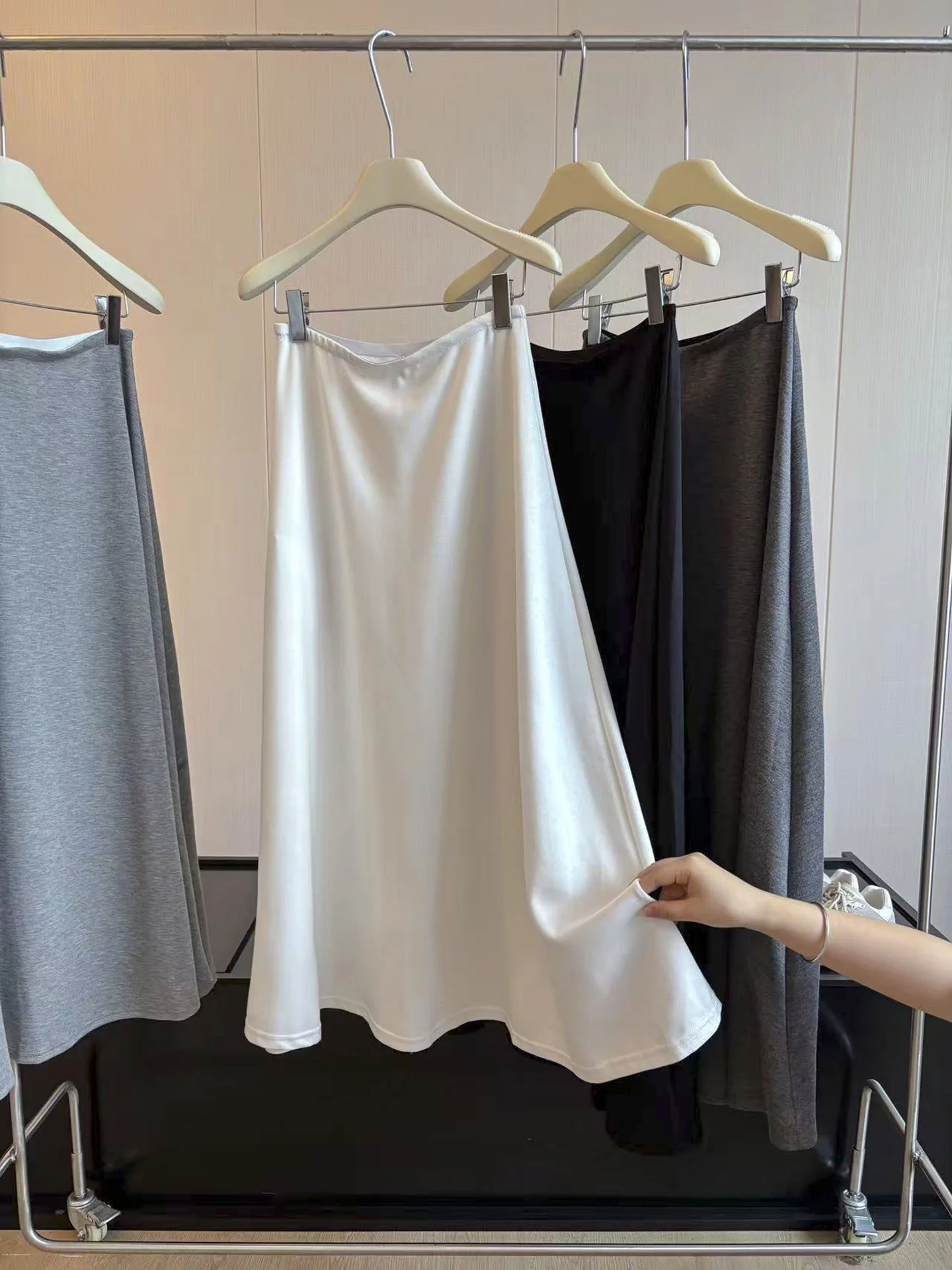 High Waist A-Line  Skirt Women's Autumn Long Slimming Draping Elegant Wrap around Skirt Polyester Fiber Standard Fit