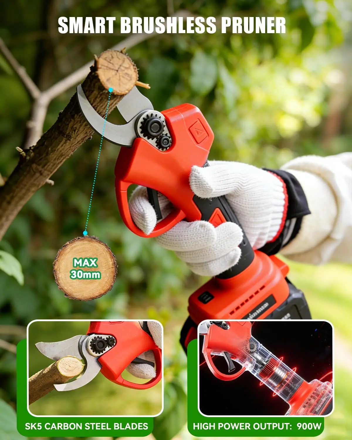 Cordless 4-in-1 Pole Saw and Pruning Shears Combo Kit, Includes Two 4.0Ah Batteries