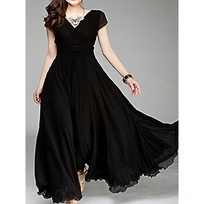 2023 Summer Plus Size 3XL 4XL 5XL Elegantes Chiffon Dress Women Long Dresses Sexy V-neck Luxury Boho Evening Maxi Party Dress