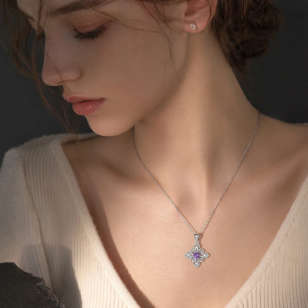 Original Strass Zirkonia Hexenknoten-Halskette Modische 12-Farben Geburtsstein-Halskette für Damen Schmuck Amulett Schutz – Detail 5
