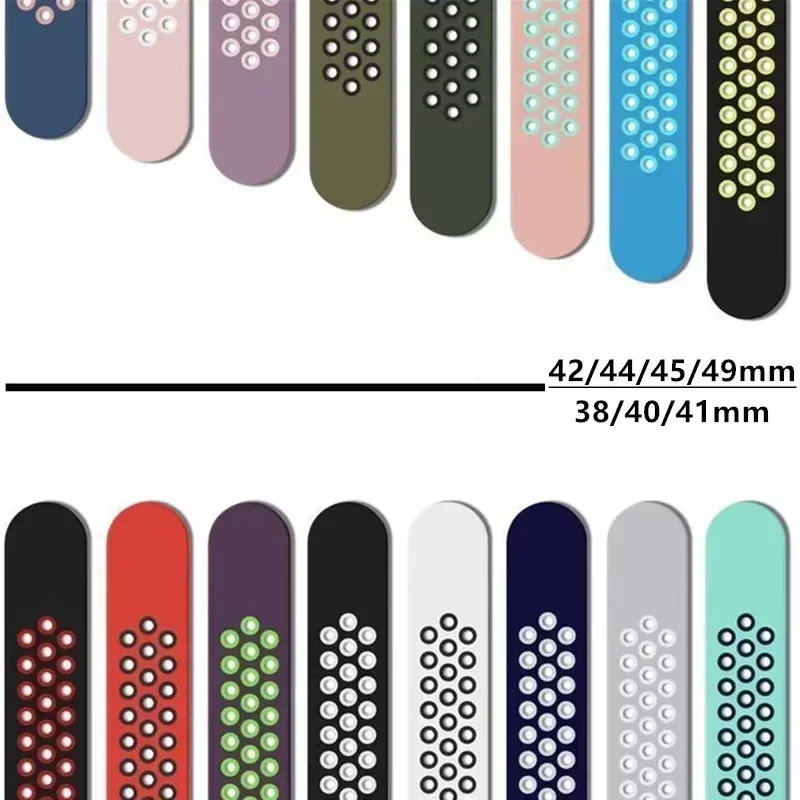 Straps For Apple Watch 10 Band 46mm 42mm 45mm 44mm 41mm 40 mm Ultra 2 49mm breathable bracelet correa iWatch Series 9 8 SE 7 6 5