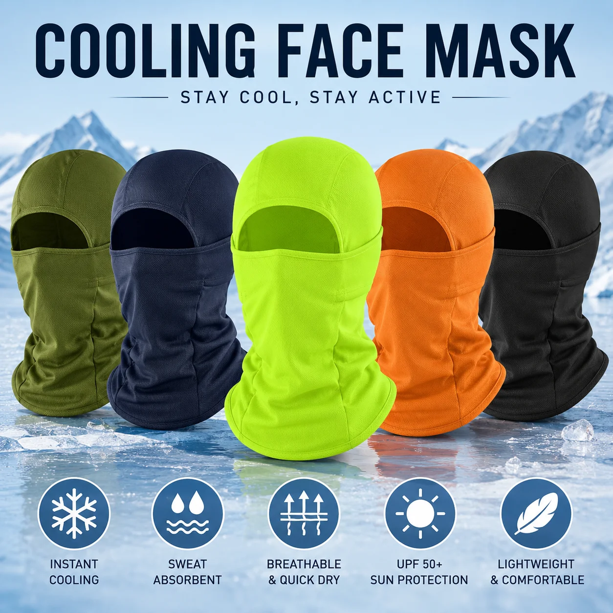 Balaclava Ski Mask - قناع وجه بولاكلافا UPF50+ للدراجات النارية
