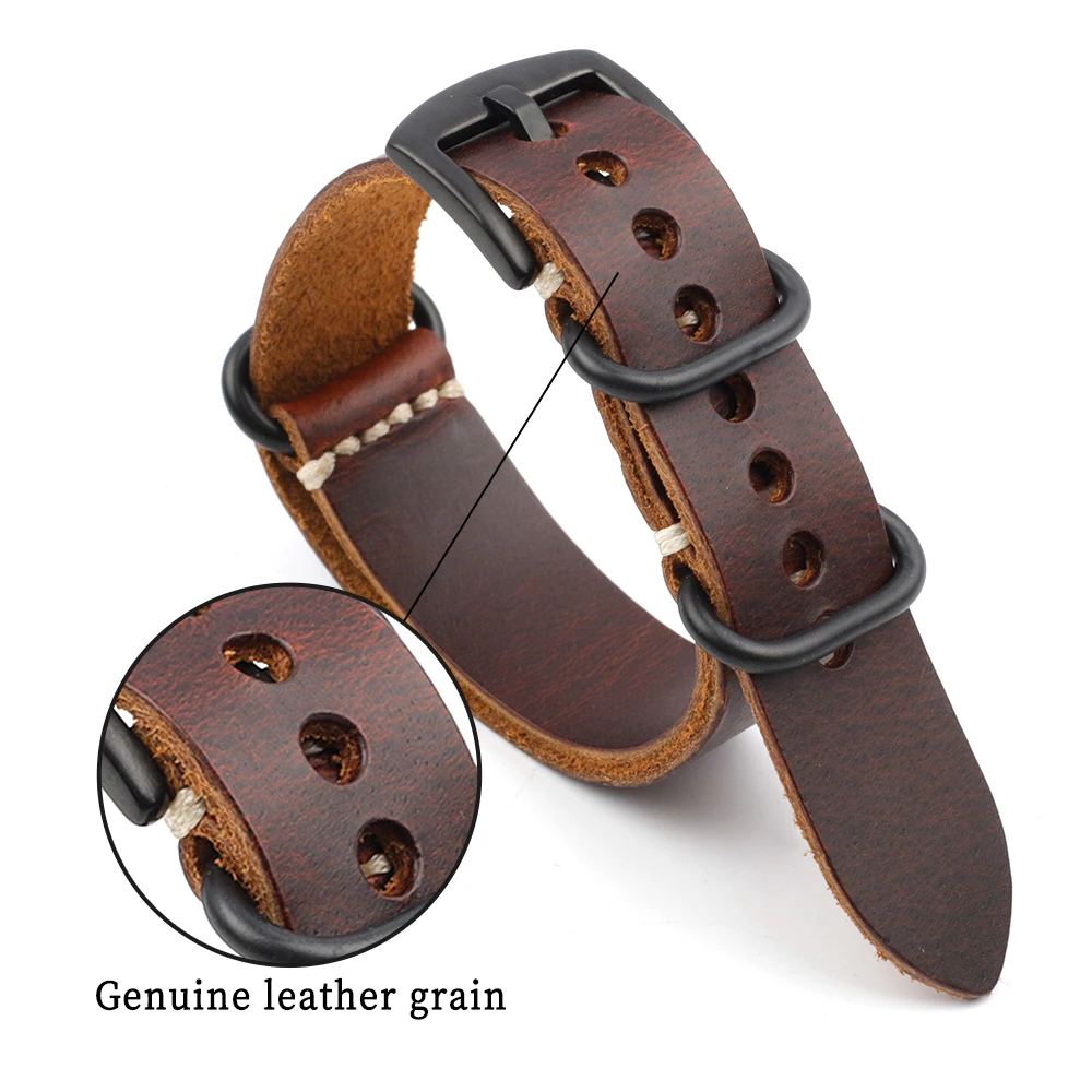 Vintage Oil Wax Leather Crazy Horse Leather Long Watchband 20mm 22mm 24mm Watch Strap Adjustment Replacement Accessories