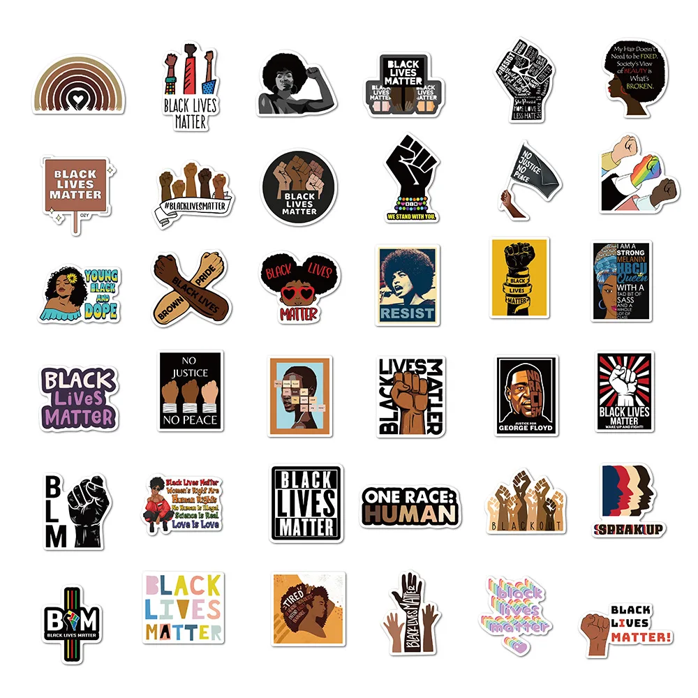 100Pcs Black Lives Matter Right Defense Stickers Pack Blm sticker Non-random Luggage Sticker Laptop Skateboard Motor Car Decal