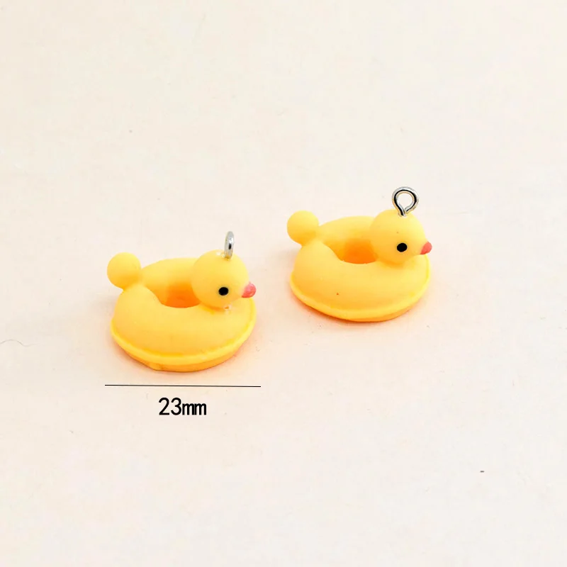 10pcs Cute Yellow Duck Swimming Circle Resin Charms Funny Cartoon Earring Keychain Pendant Accessory Jewelry Diy Make