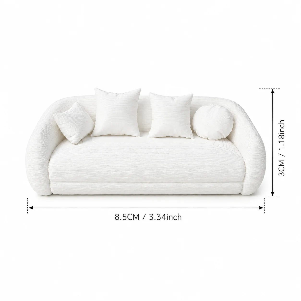 Weißes Sofa-Modell für Puppenhäuser mit Kissen, Miniatur-Wohnzimmermöbel-Dekoration, Zubehör für kleine Haus-Szenen. – Detail 6