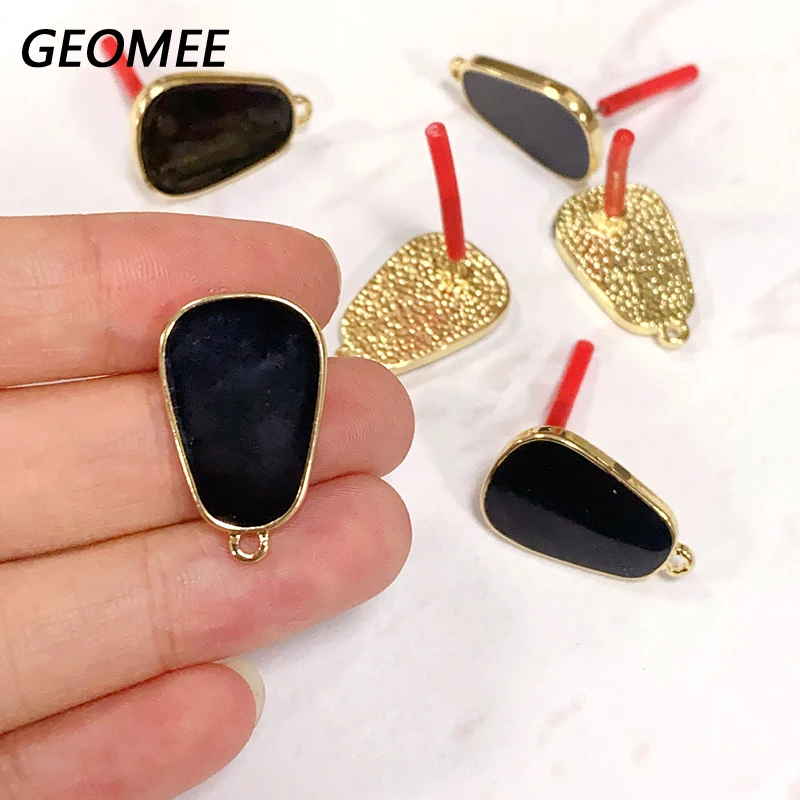 10pcs Black Irregular Earring Pin Connector Findings Diy Earring Base Needles Diy Jewelry Accessory