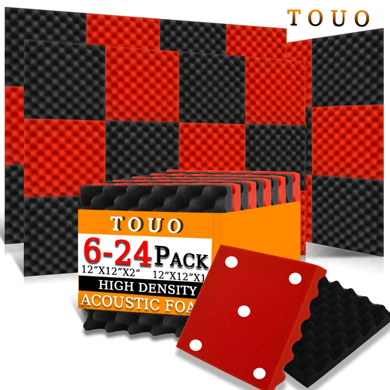 

TOUO Acoustic Foams 6/12/24 Pcs Sound Proof Studio Acoustic Treatment Door Insulation Decoration Foam Padding Noise Insulation