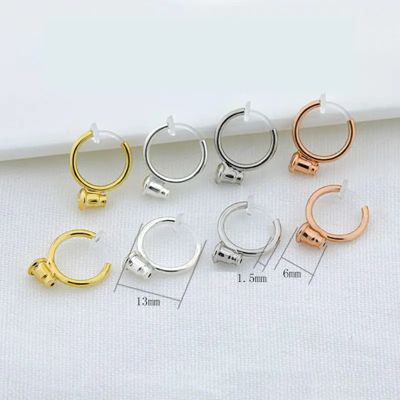 1pc Clip on Earrings Converter Easy Open Loop with Post for Non-pierced Ears Any Studs into Clip-on Earrings Findings A0KD