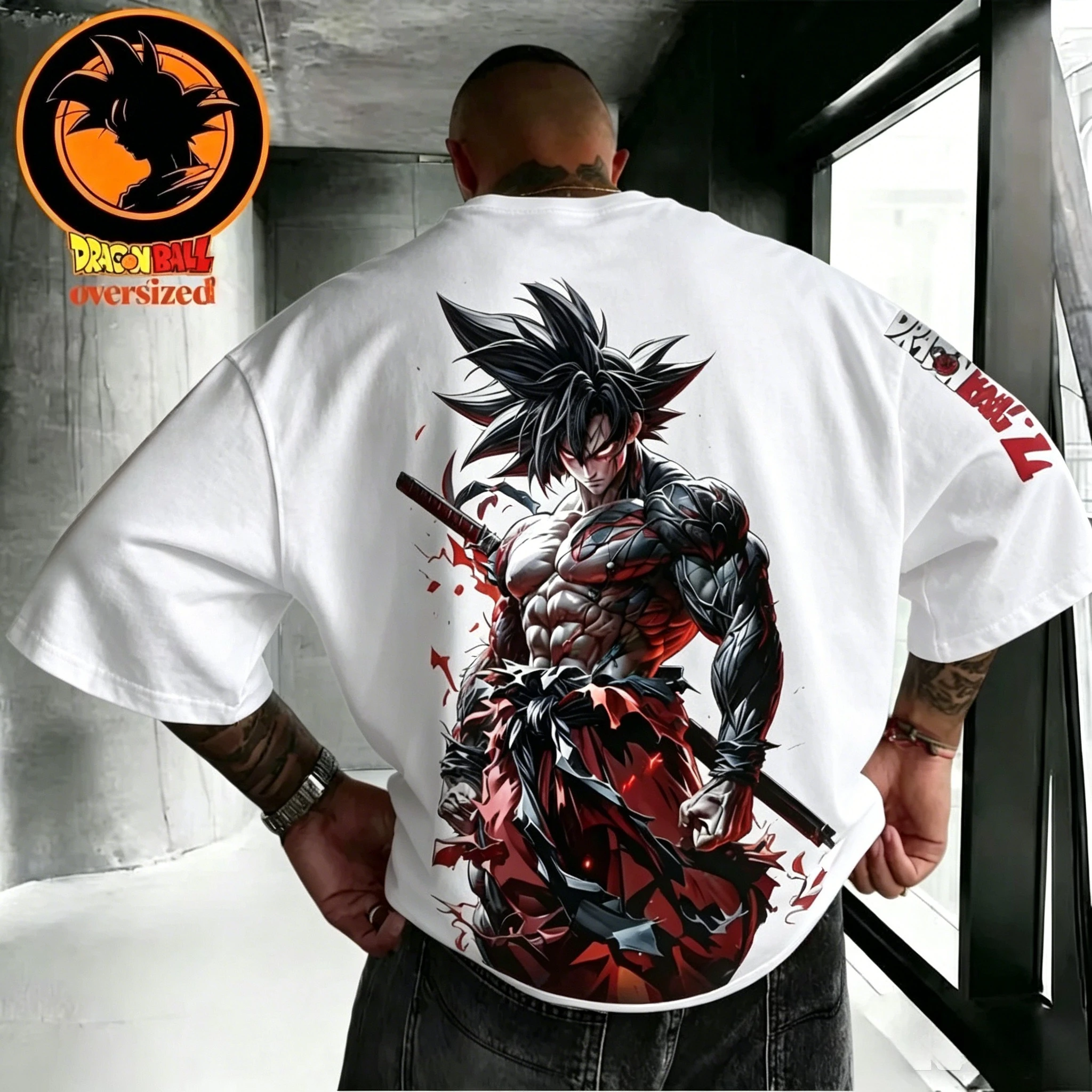 Summer Men's Loose-Tee Shirt - Dragon Ball Anime Series - Black Print - Boys' and Girls' Round-neck Children's Casual Shirt