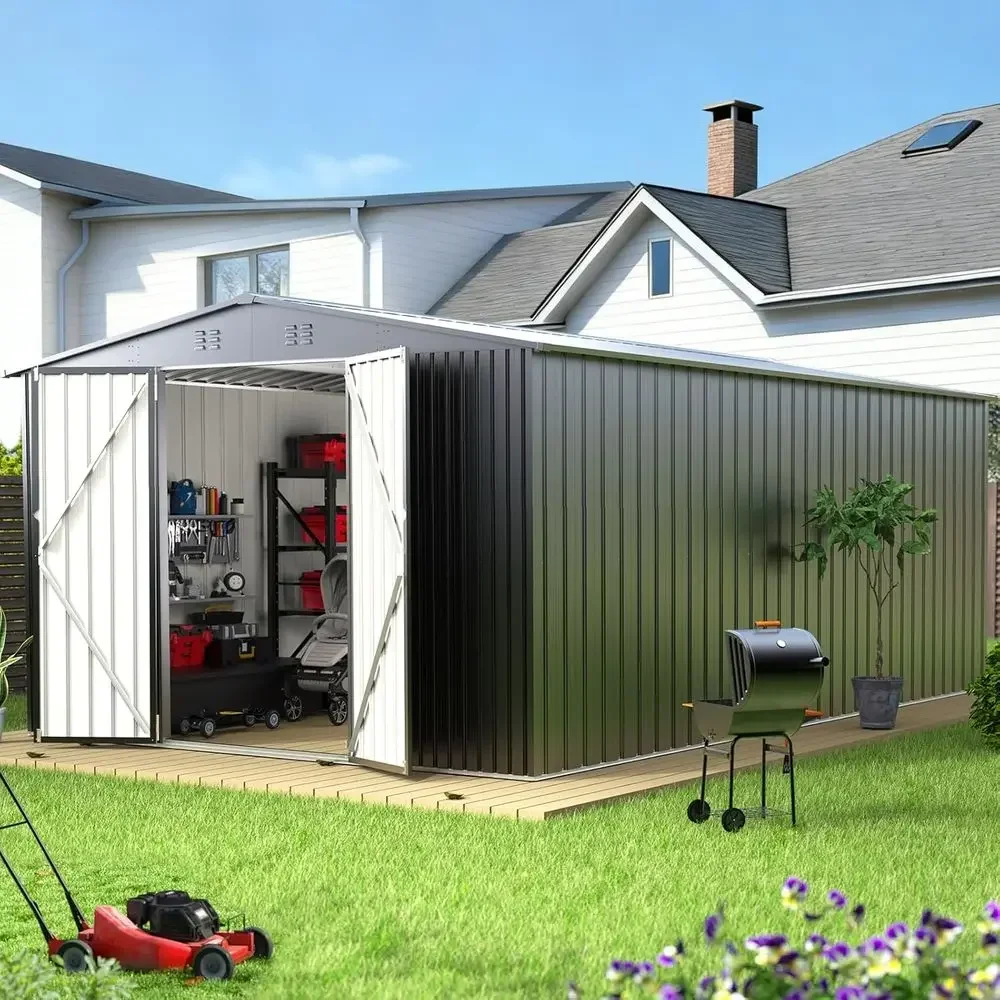 Durable Metal Outdoor Storage Shed with Lockable Door, Waterproof for Tools, Equipment, Suitable for Garden and Patio Use