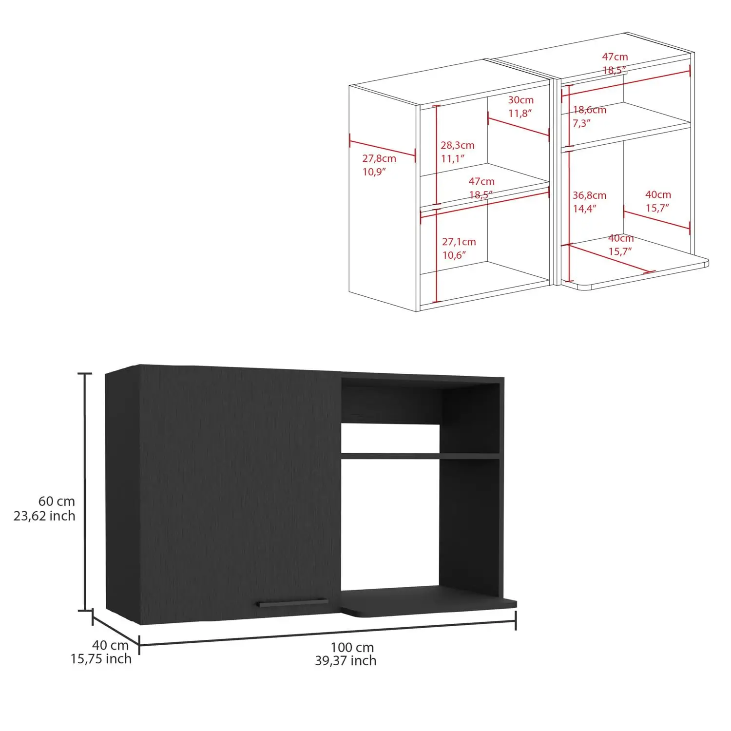2-Piece Black Kitchen Set Wall Cabinet & Utility Sink, Customized