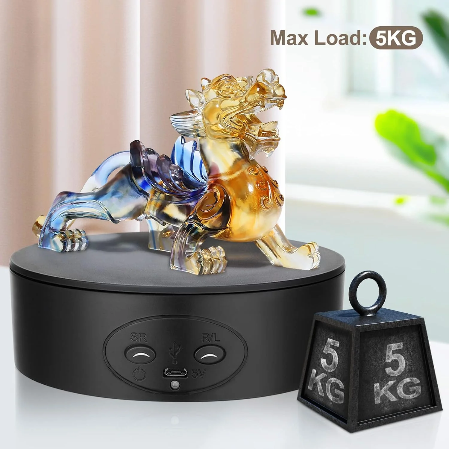 Electric Rotating Platform 13cm Rotating Display Stand 5KG Load 360° Rotating Adjustable for Display Jewelry Clothing and Model