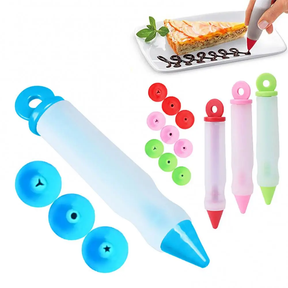 5Pcs/Set Cake Mold Cream Dessert Decorators Silicone Pastry Nozzle Food Writing Pen Chocolate Decorating Tool Baking Accessory
