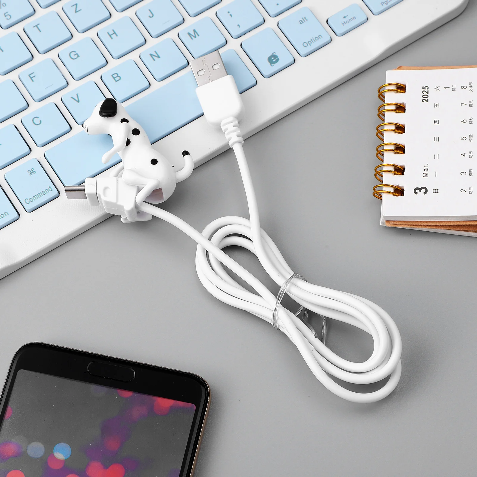 

Creative Puppy Charging Cable Durable USB Type c Portable Phone Adapter Metal Material Auto Swinging Fun Design For