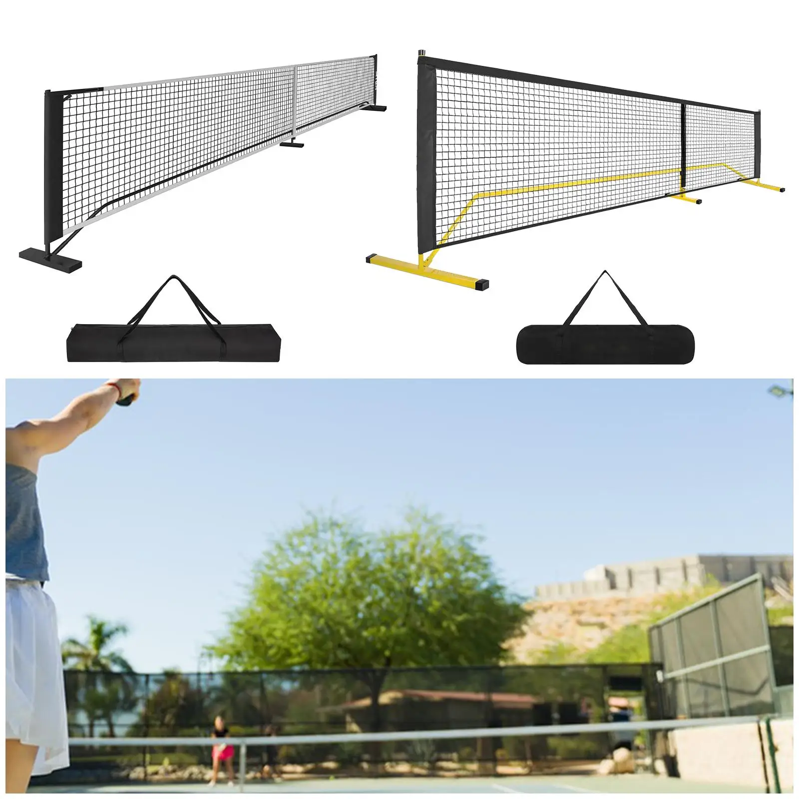 

Portable Pickleball Net System Metal Frame with 22 ft Regulation Size Pickleball Net with Carrying Bag for Family Beach Home