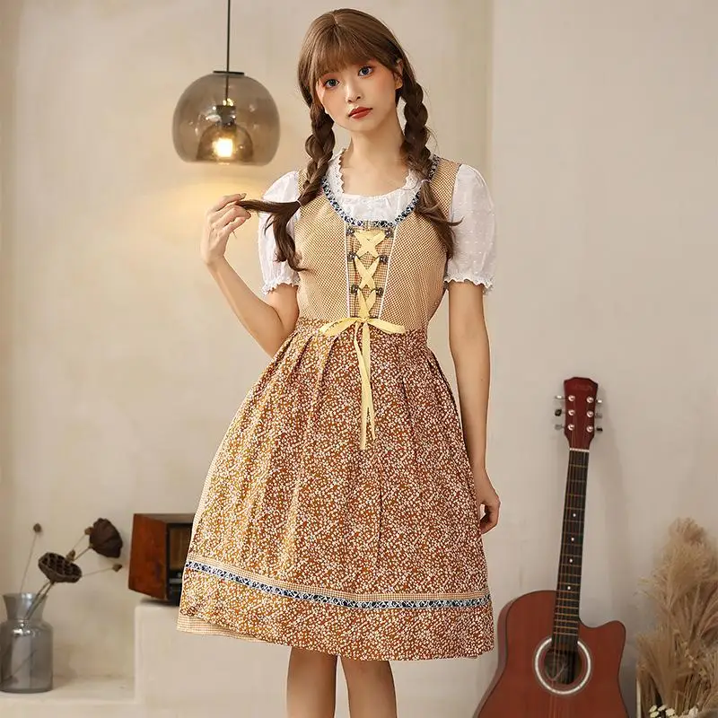 

Adult Women German Traditional Beer Festival Oktoberfest Dress Maid Bavarian Waitess Halloween Cosplay Costumes Role Play Outfit