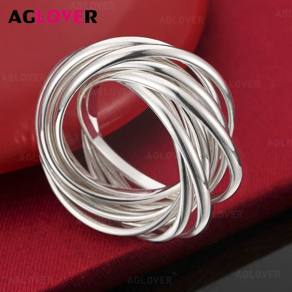 

Кольцо AGLOVER из стерлингового серебра 925 пробы с десятью кругами, женские изысканные и милые украшения для свадьбы, помолвки и вечеринки