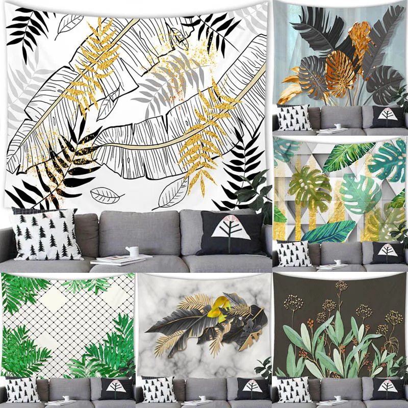 Tropical Plants Green Leaves Tapestry Wall Hanging Green Leaves Decor Tapestry Party Home Decoration Background Wall Decor