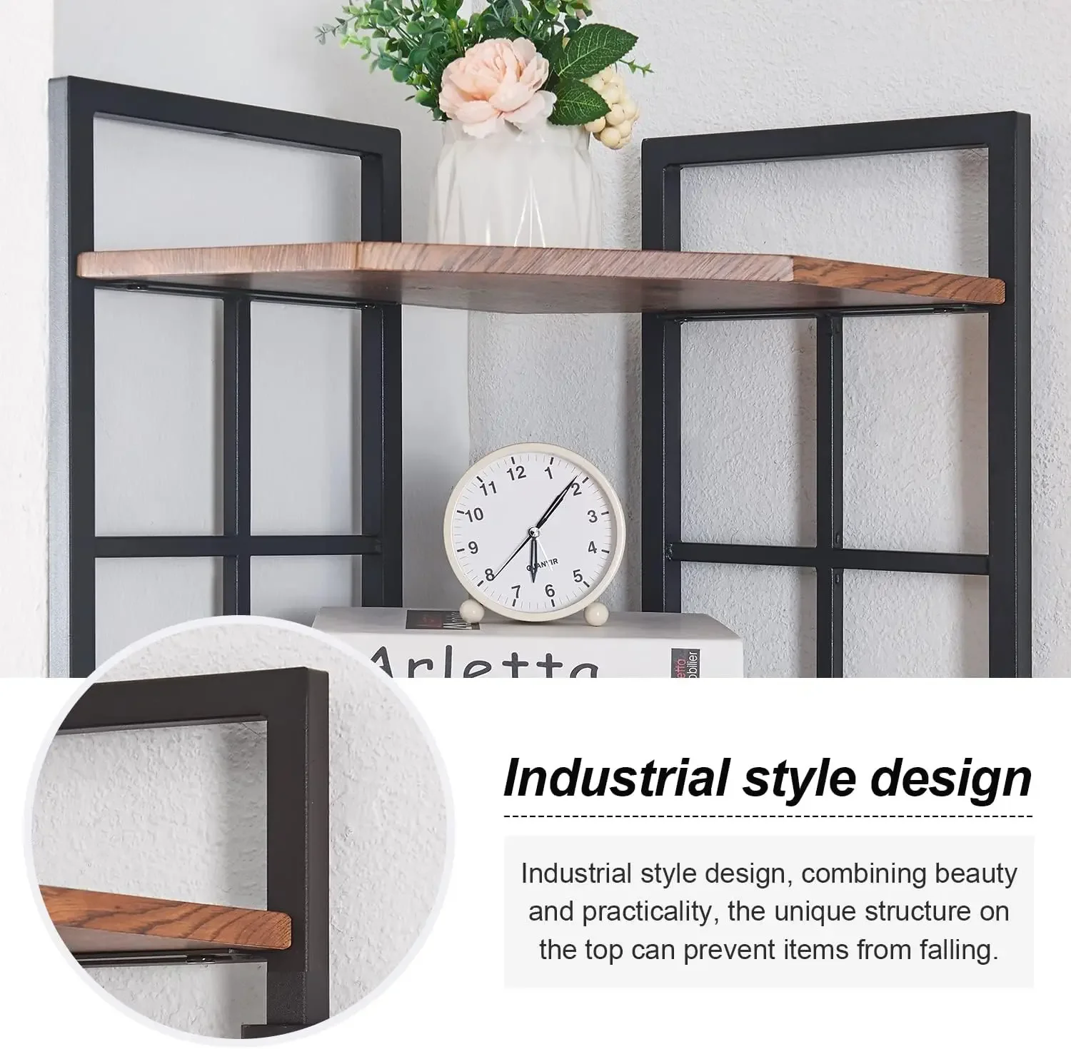Shelf, 6 Tier Tall  Bookshelf 76.9", Industrial  Shelf Stand, Display Corner Shelving Unit with Stor