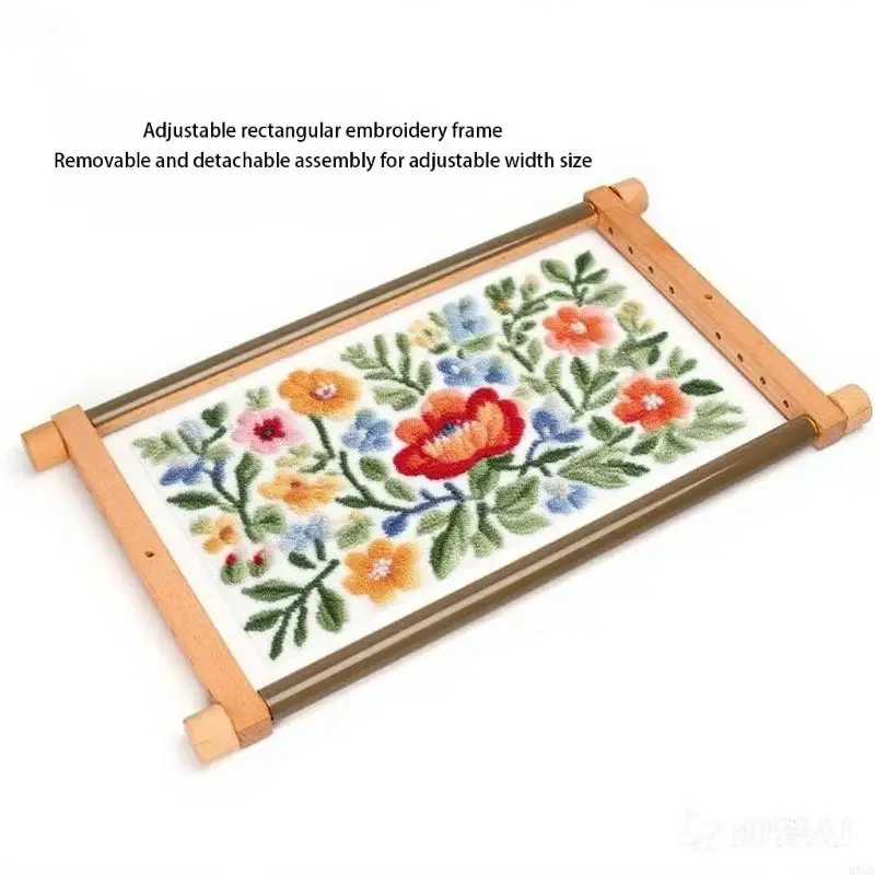 

Mulfunctional Adjustable Embroidery Frame Retangular Wooden Stitching Hoop for Needlework Stitching Sewing Craft 87HA