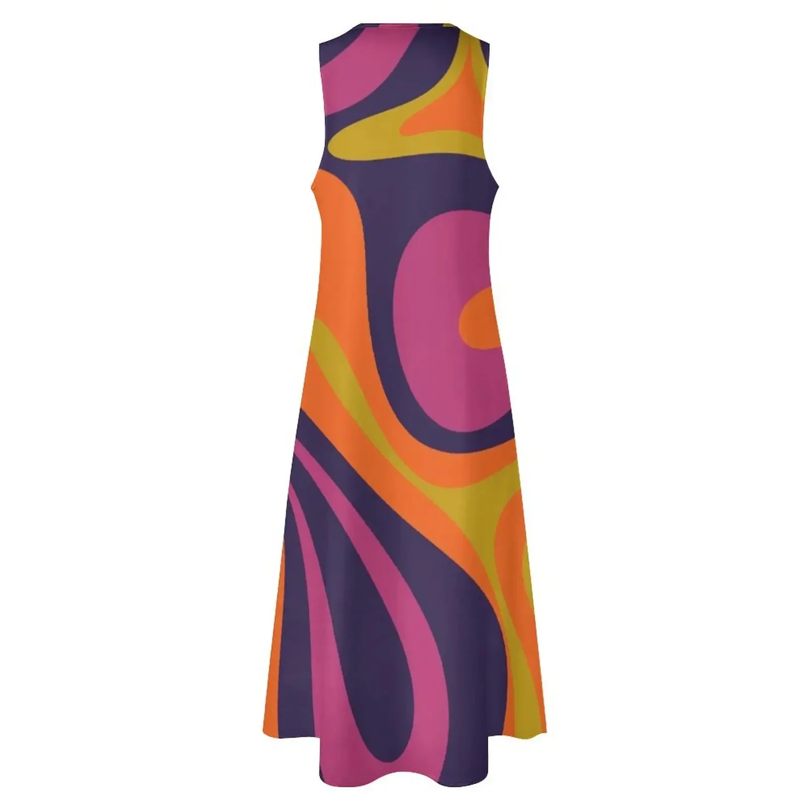 Mod Swirl Retro Abstract 60s 70s 80s Pattern Blue Orange Lime Magenta Long Dress elegant women's dresses sale Dress