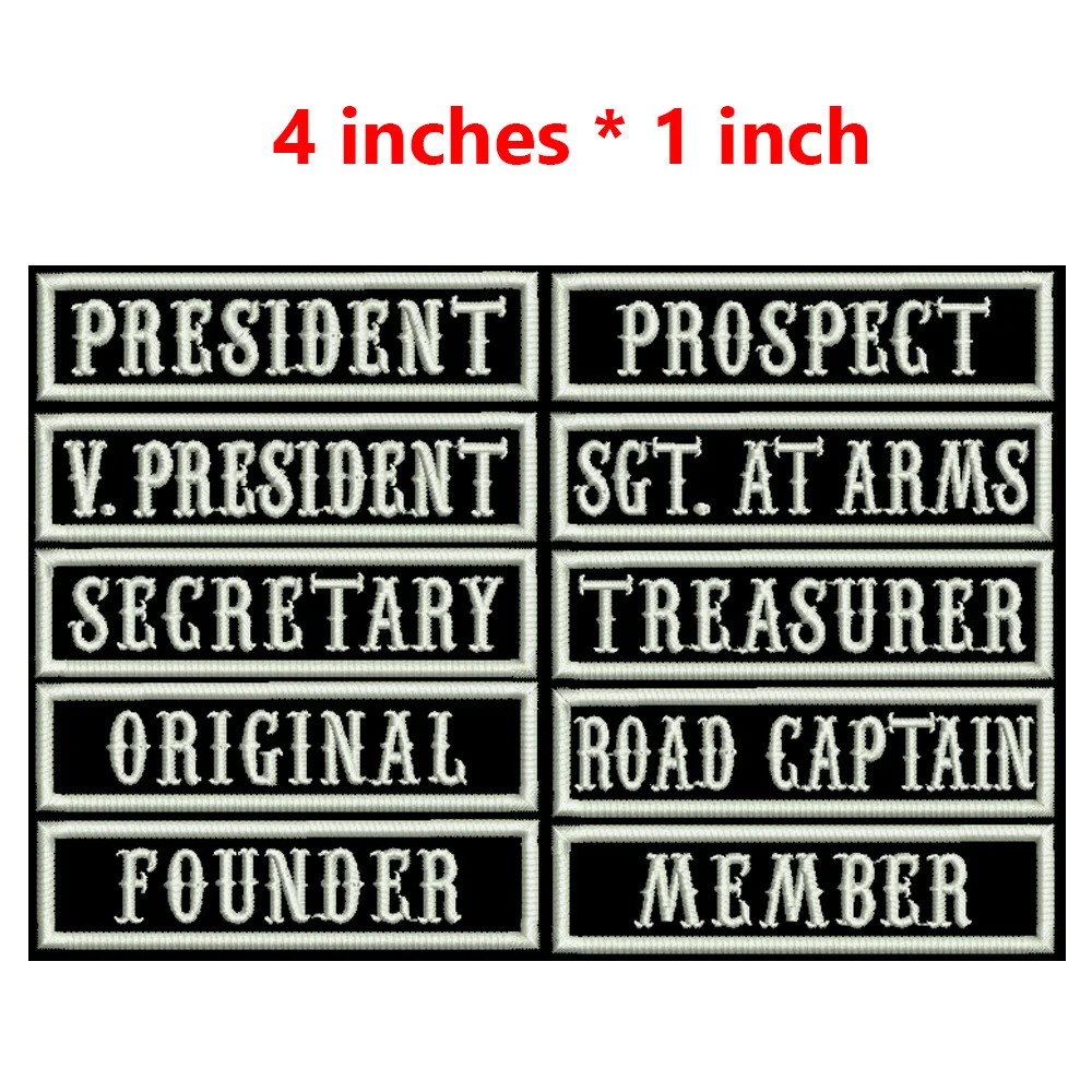 4 Inches Wide Small Name Iron On Embroidery Patch PRESIDENT