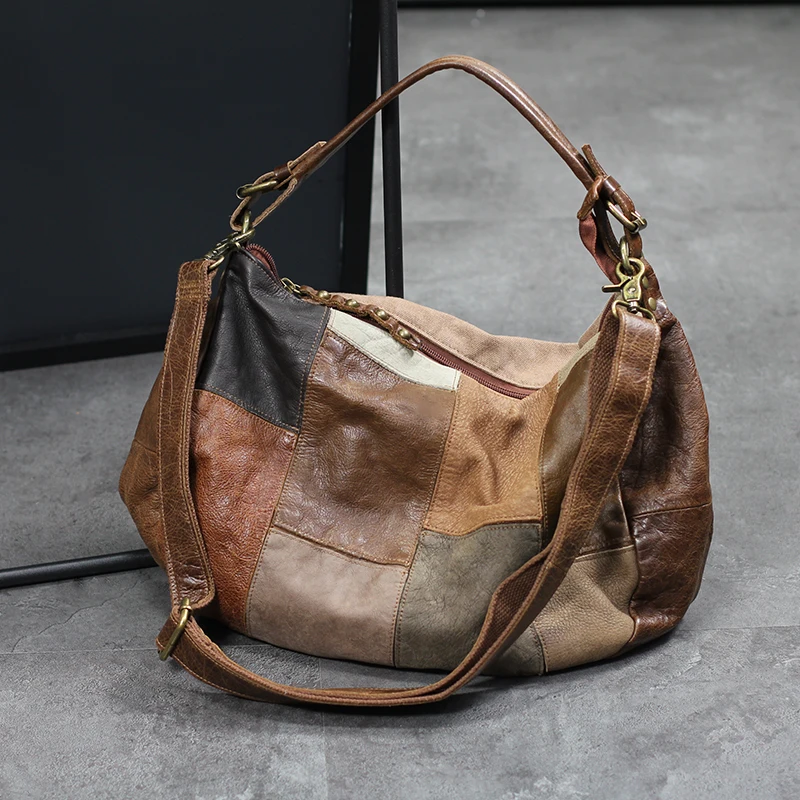 Vintage prawdziwej skóry kobiet torba miękka skóra kobiet torba pod pachami modna torba na ramię typu crossbody przenośne torby na ramię Moon Pack