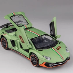 1:32 Lambor Aventador SVJ LP780-4 Sports Car Model Toy Diecast Metal Scissor Doors Opened Simulation Sound Light Hobby Gifts