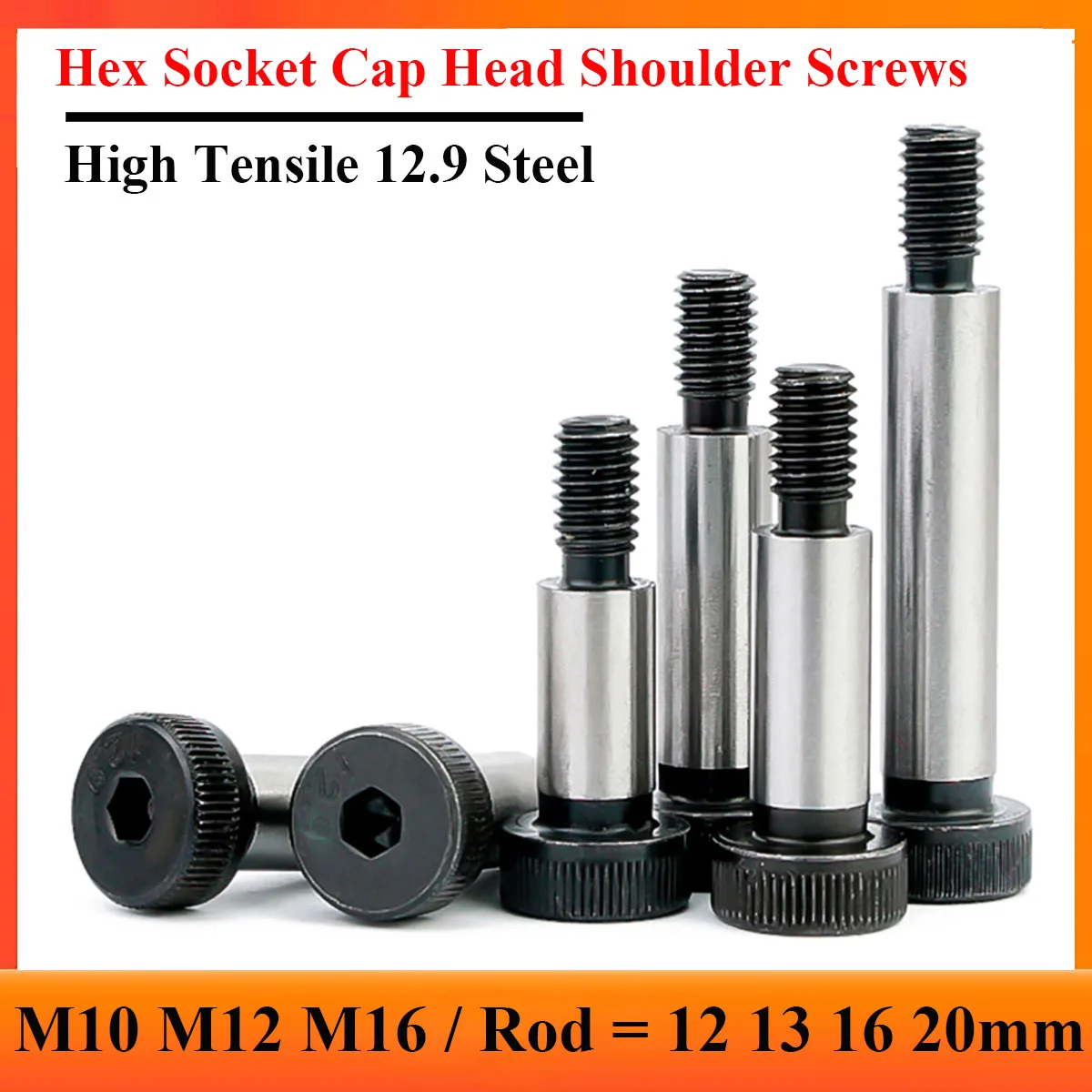 

M10 M12 M16 Hex Hexagon Socket Cap Head Shoulder Screws 12.9 High Strength Steel Roller Bearing Allen Bolts Rod = 12 13 16 20mm