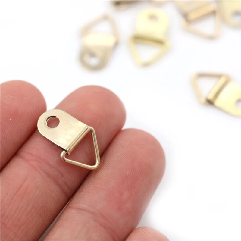 10/100PCS Triangle D-Ring Hanging Oil Painting Mirror Picture Frame Hanger Art Work Photo Wall Hook Hooks Hangers