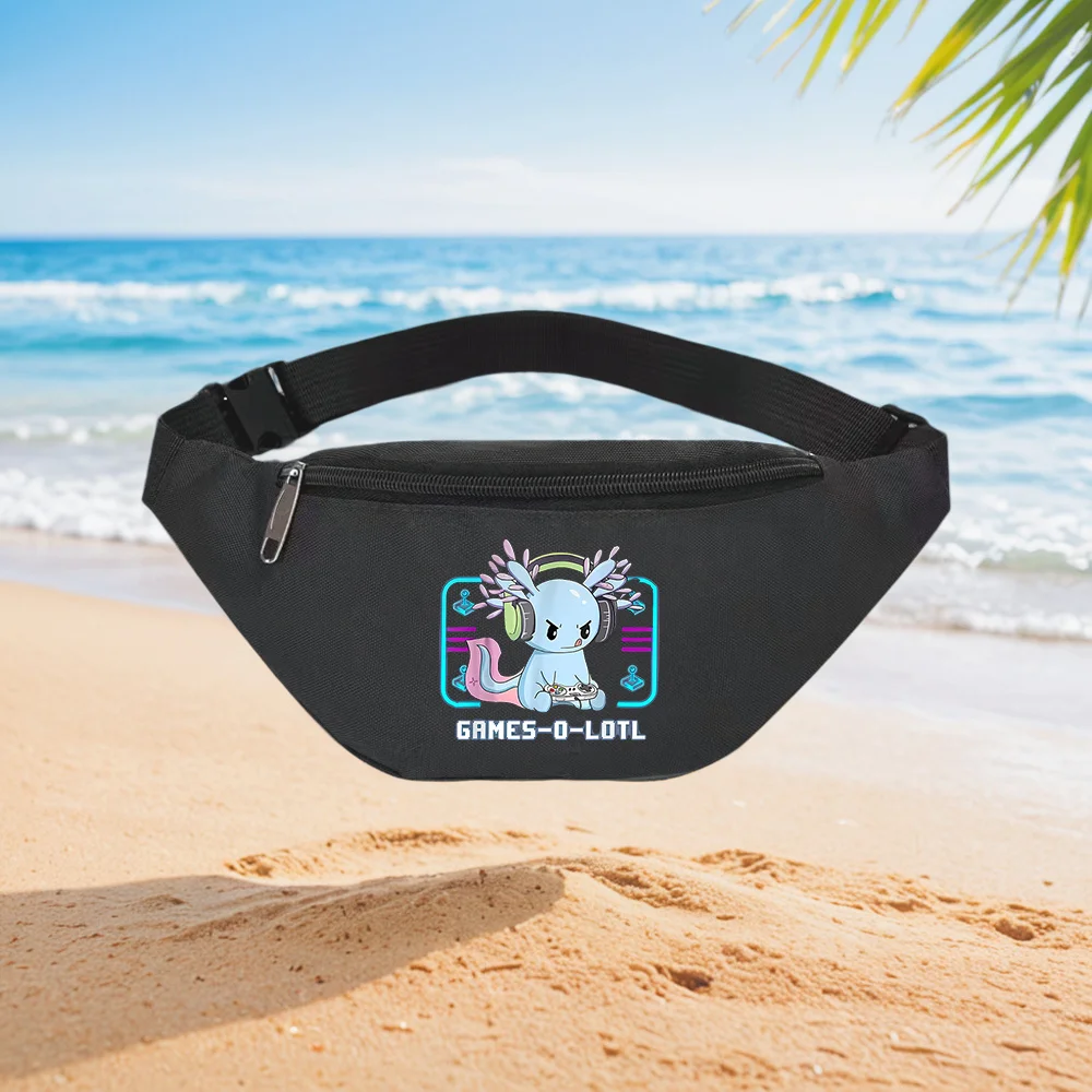 

Cute Axolotl Gamer Games-O-Lotl Waist Backpack Crossbody Chest Bag Street Casual Sporty Fashionable Simple Unique Printed Design